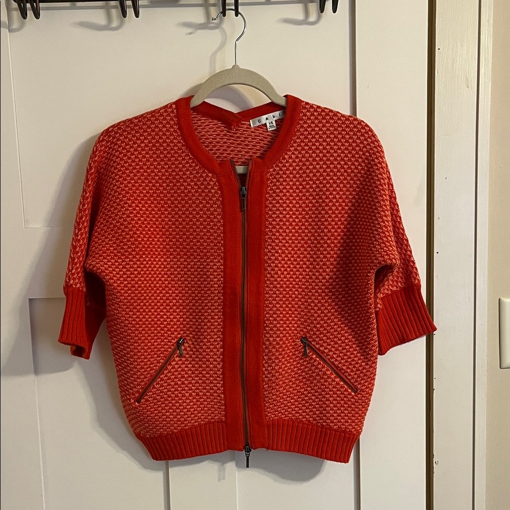Cabi Cocoon  orange elbow cardigan sweater. Size XS